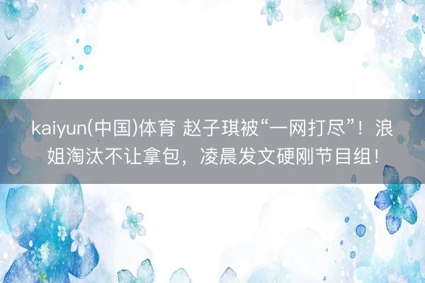 kaiyun(中国)体育 赵子琪被“一网打尽”！浪姐淘汰不让拿包，凌晨发文硬刚节目组！