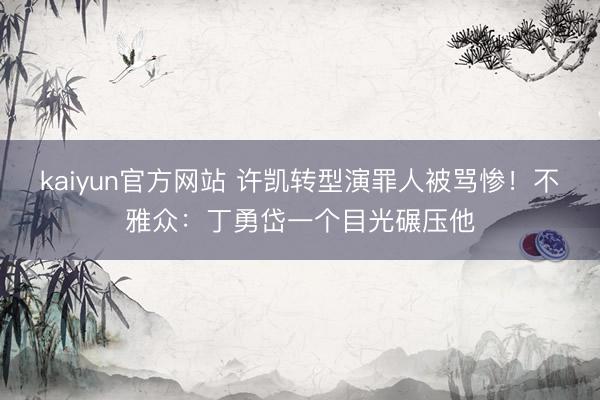 kaiyun官方网站 许凯转型演罪人被骂惨！不雅众：丁勇岱一个目光碾压他